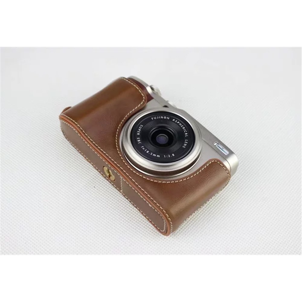 PU Leather Half Bottom Camera Bag Case for Fujifilm XF10 Digital Compact Camera - Brown-10