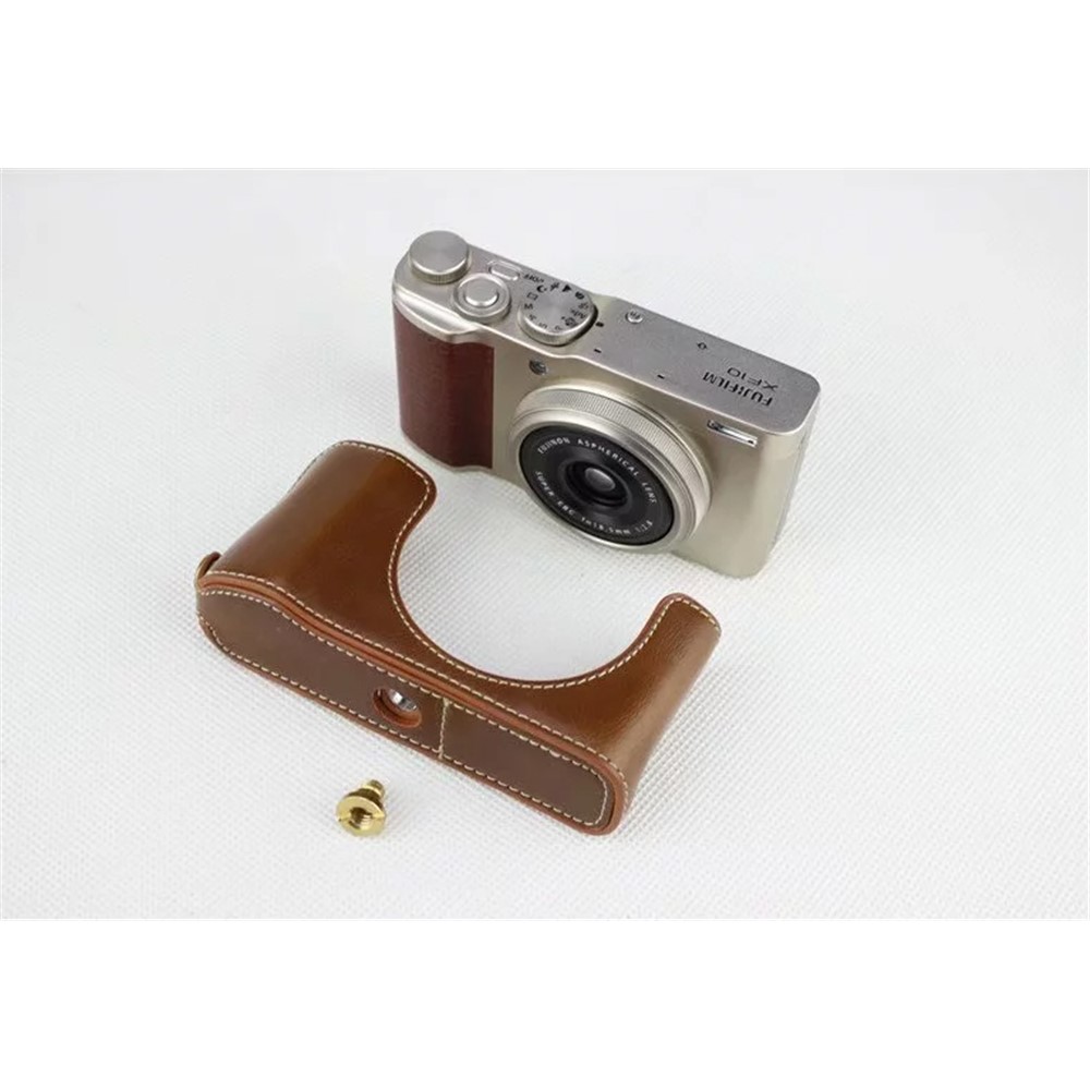PU Leather Half Bottom Camera Bag Case for Fujifilm XF10 Digital Compact Camera - Brown-3