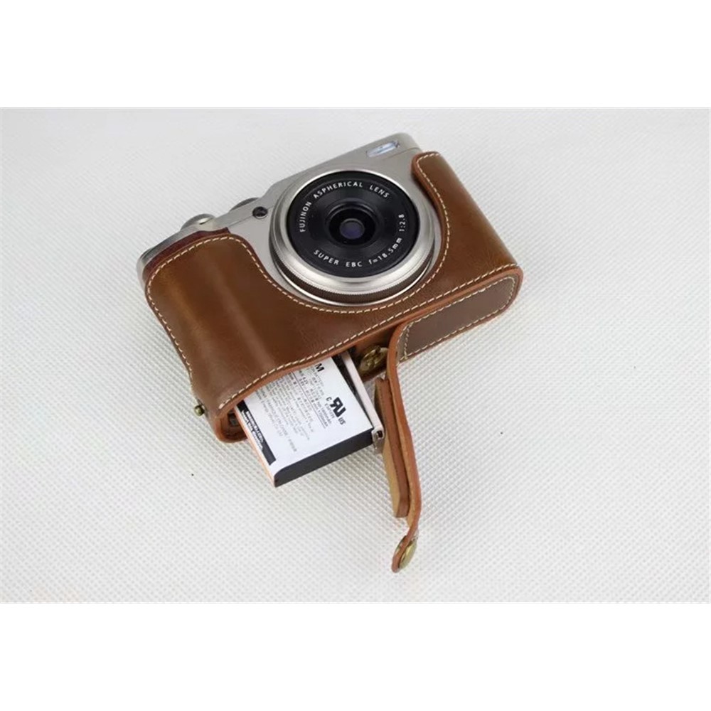 PU Leather Half Bottom Camera Bag Case for Fujifilm XF10 Digital Compact Camera - Brown-5