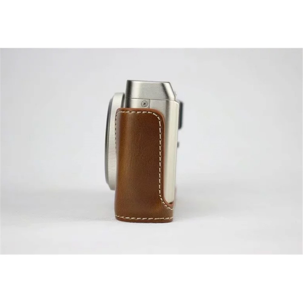 PU Leather Half Bottom Camera Bag Case for Fujifilm XF10 Digital Compact Camera - Brown-7