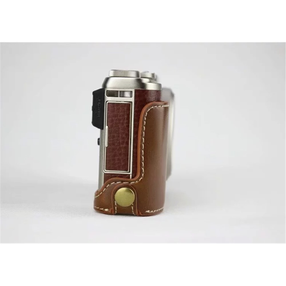 PU Leather Half Bottom Camera Bag Case for Fujifilm XF10 Digital Compact Camera - Brown-8