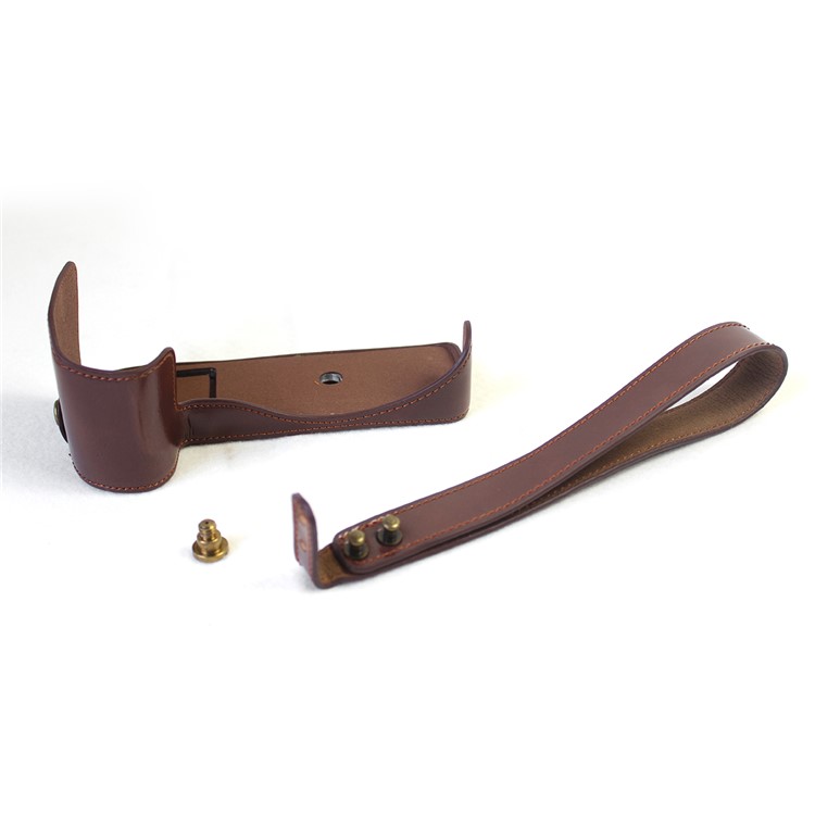 Bottom Opening PU Leather Half Camera Case with Strap for Nikon Coolpix P1000 - Coffee-12
