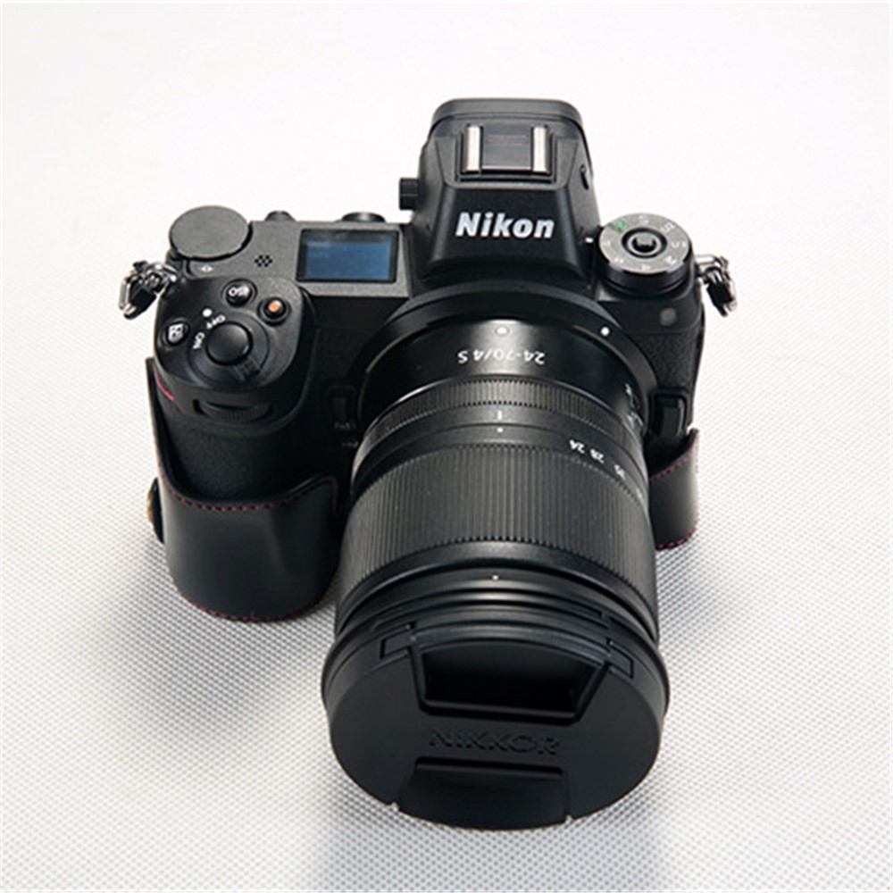 Bottom Opening PU Leather Half Cover with Strap for Nikon Z7 Camera - Black-2
