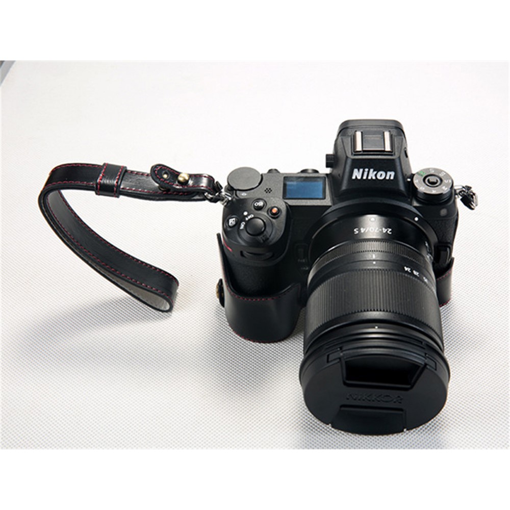 Bottom Opening PU Leather Half Cover with Strap for Nikon Z7 Camera - Black-3