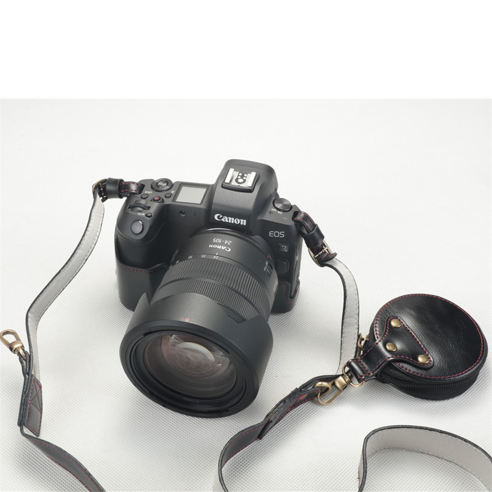 PU Leather Camera Protection Cover + Strap + Camera Lens Bag for Canon EOS R - Black-2