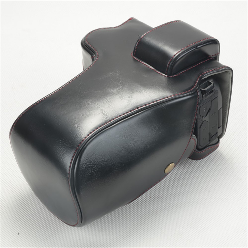 PU Leather Camera Protection Cover + Strap + Camera Lens Bag for Canon EOS R - Black-5
