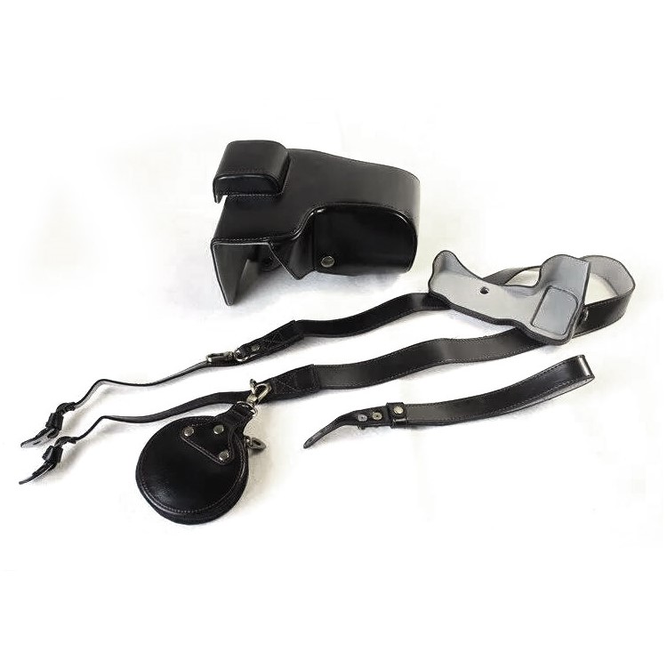PU Leather Camera Protection Case + Strap + Camera Lens Bag for Nikon Z7 - Black-2