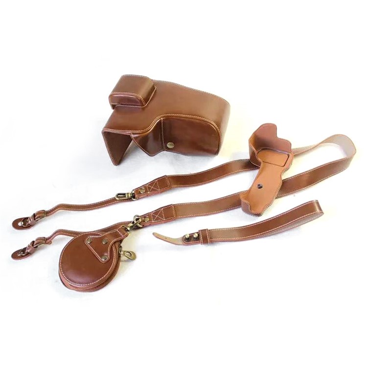 PU Leather Camera Protection Case + Strap + Camera Lens Bag for Nikon Z7 - Brown-2