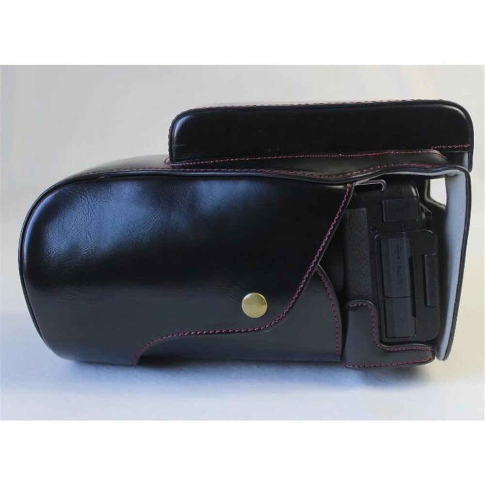 PU Leather Camera Protection Case + Strap + Camera Lens Bag for Nikon P1000 - Black-10
