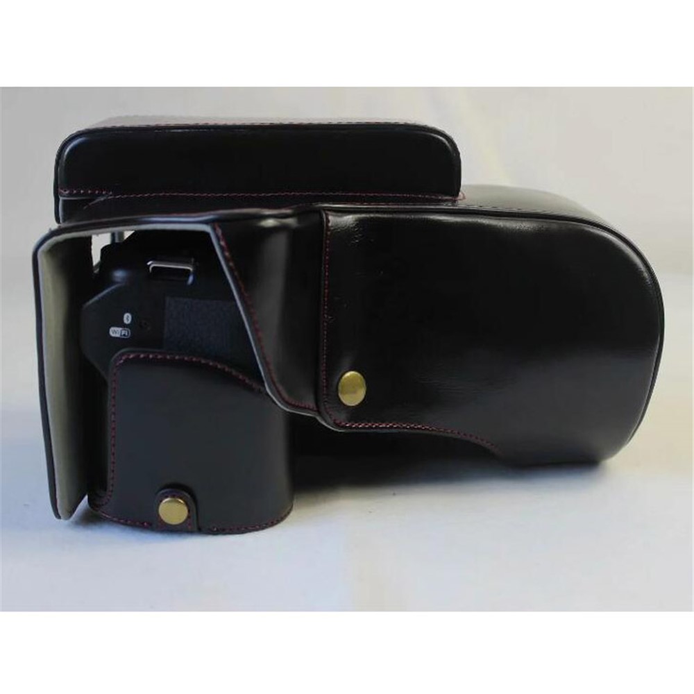 PU Leather Camera Protection Case + Strap + Camera Lens Bag for Nikon P1000 - Black-11