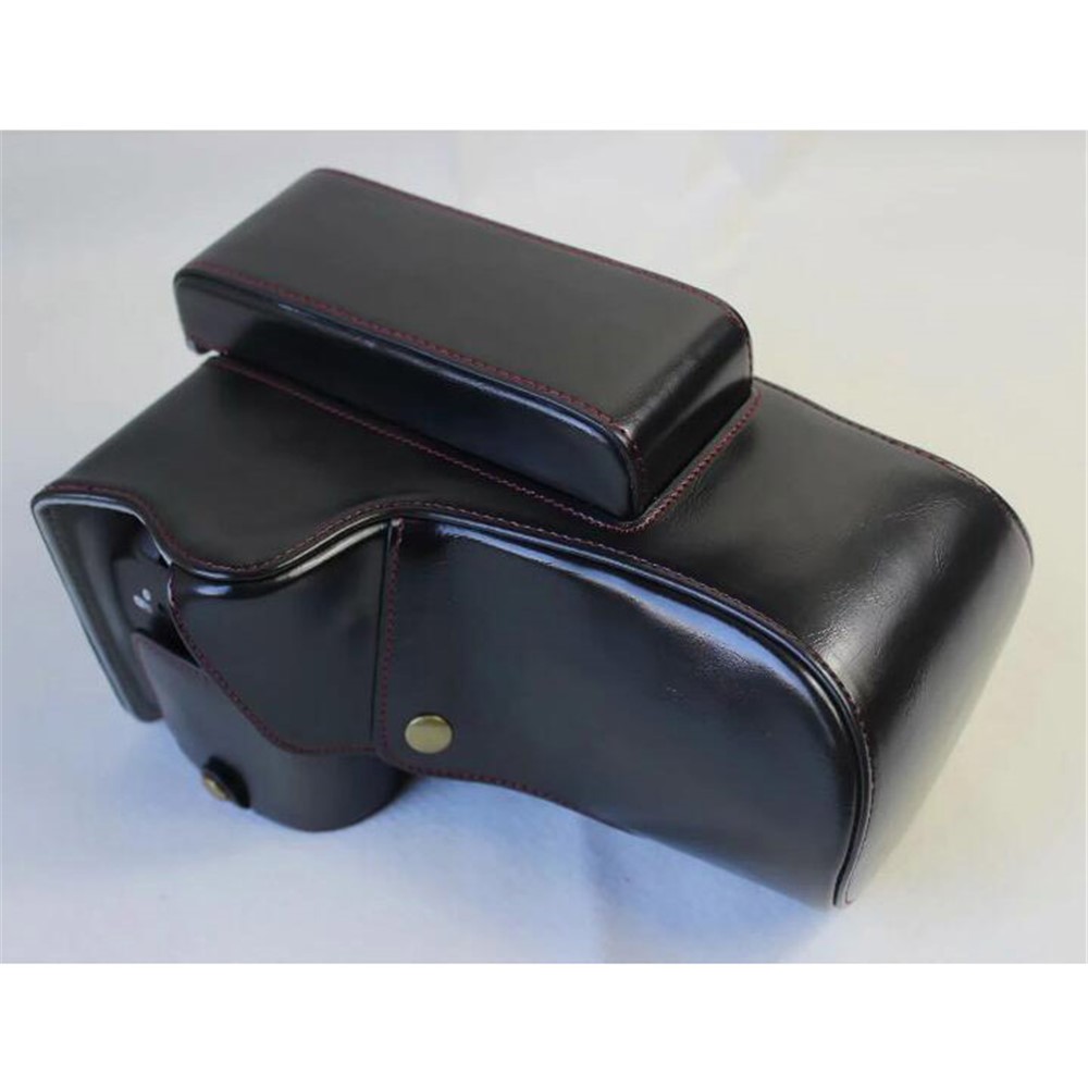 PU Leather Camera Protection Case + Strap + Camera Lens Bag for Nikon P1000 - Black-12