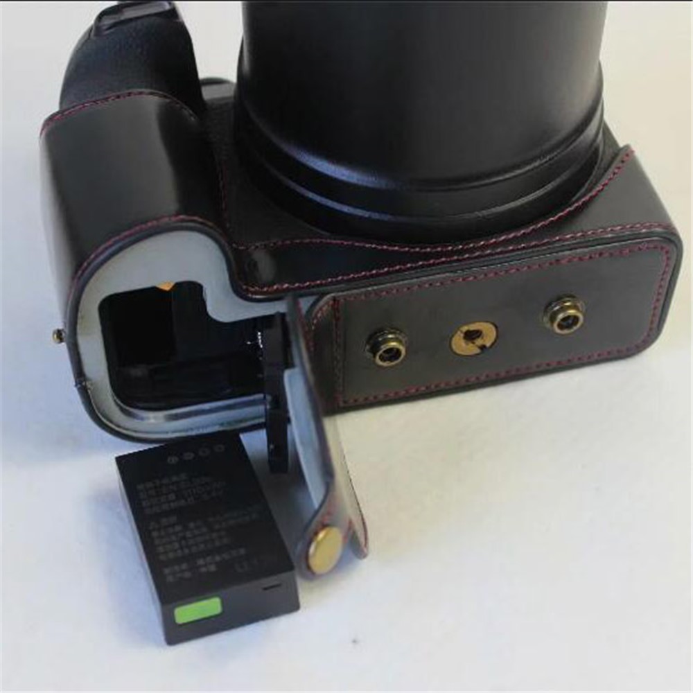 PU Leather Camera Protection Case + Strap + Camera Lens Bag for Nikon P1000 - Black-4