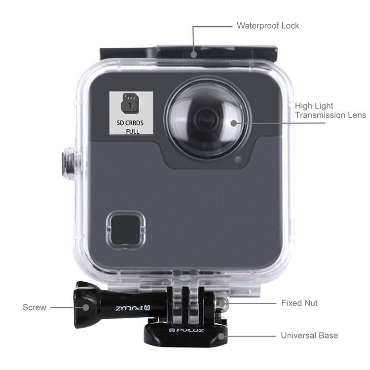 PULUZ 45M Underwater Waterproof Shockproof Housing Diving Case for GoPro Fusion, with Buckle Basic Mount & Screw-4