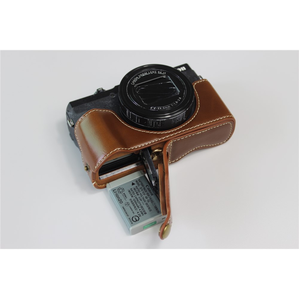 PU Кожаный Протектор Случая Крышки Мешка Половина Камеры Для Canon PowerShot G5 X Mark II - Коричневый-5