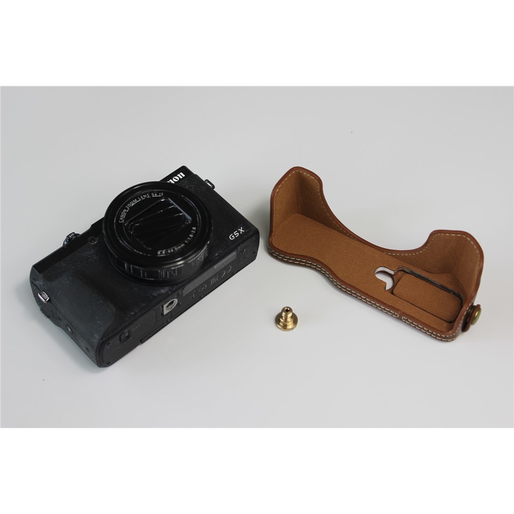 PU Кожаный Протектор Случая Крышки Мешка Половина Камеры Для Canon PowerShot G5 X Mark II - Коричневый-6