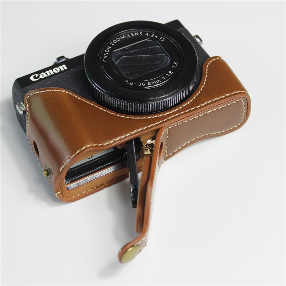 Shop Pu Leather Half Camera Case Bag Cover Protector For Canon Powershot G7 X Mark Ii Brown From China Tvc Mall Com