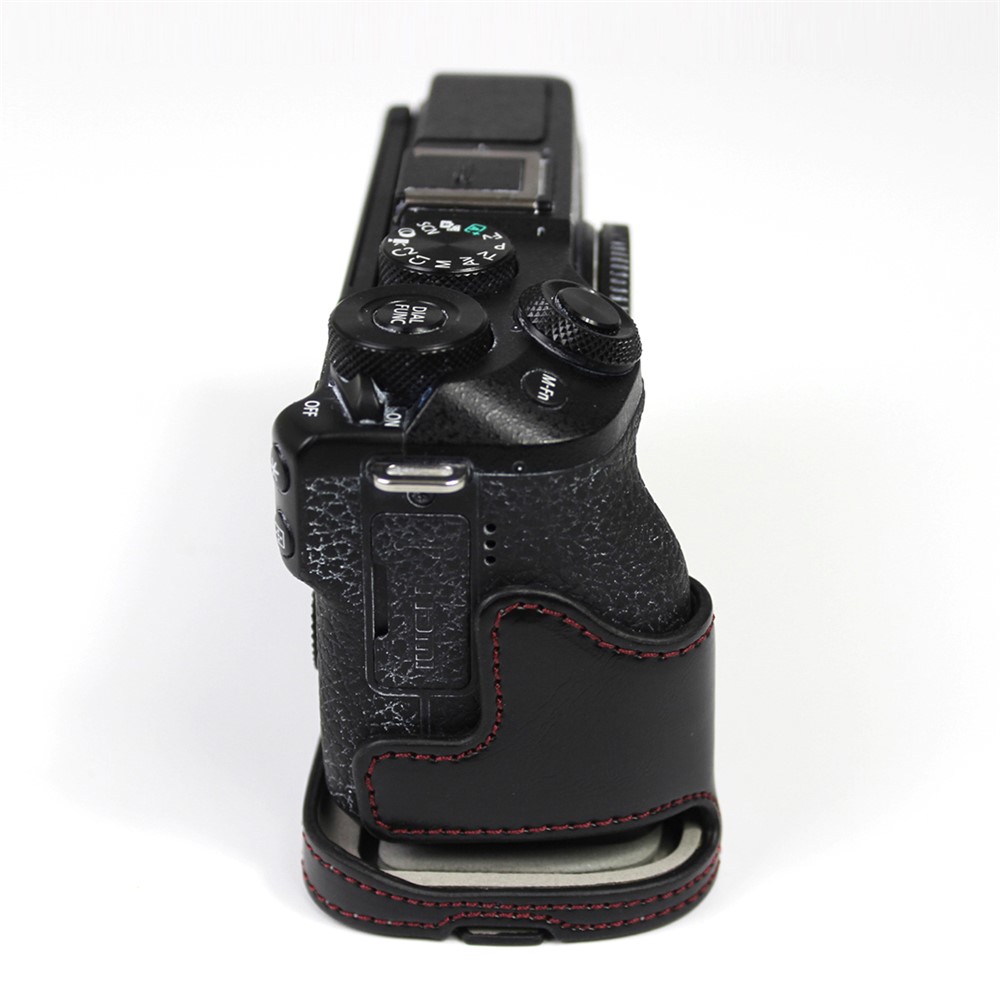 Genuino Della Macchina Fotografica Del Cuoio Di Protezione Di Base Di Protezione Semi-caso Per Canon EOS M6 Mark II / EOS M6II - Nero-2