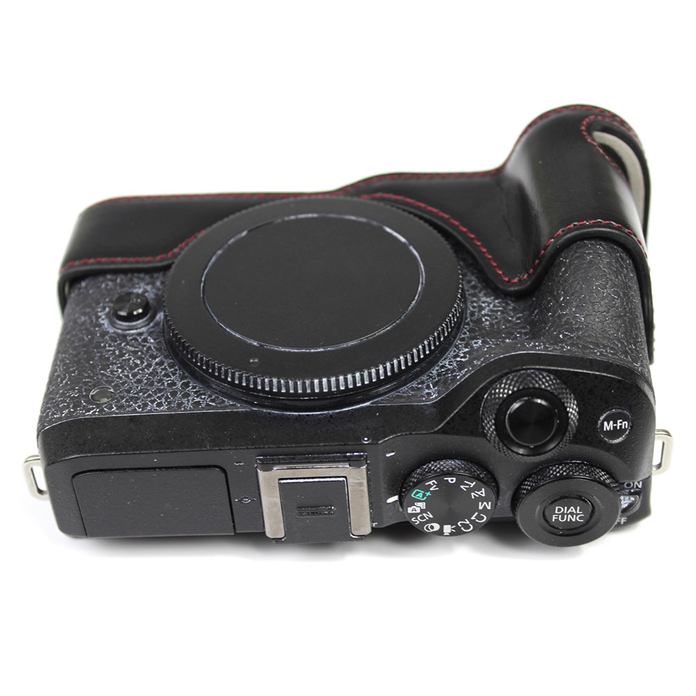 Genuino Della Macchina Fotografica Del Cuoio Di Protezione Di Base Di Protezione Semi-caso Per Canon EOS M6 Mark II / EOS M6II - Nero-5