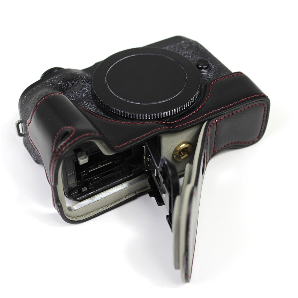 Genuino Della Macchina Fotografica Del Cuoio Di Protezione Di Base Di Protezione Semi-caso Per Canon EOS M6 Mark II / EOS M6II - Nero-7