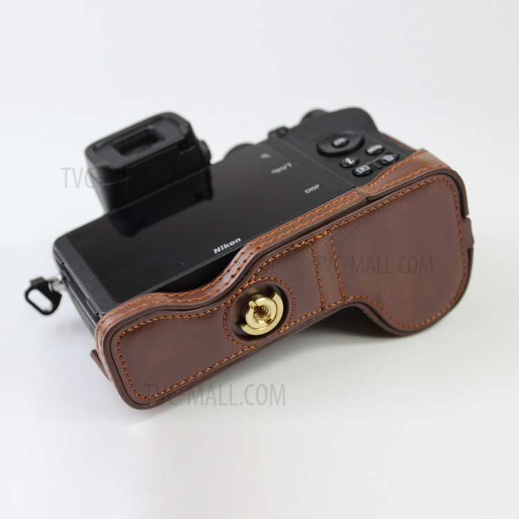 Cuir Qualité PU Moitié Étui De Protection En Bas Pour Nikon Z50 - Café-10