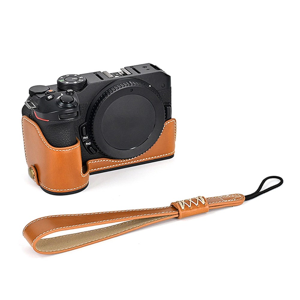 Cuir Qualité PU Moitié Étui De Protection En Bas Pour Nikon Z50 - Marron-1