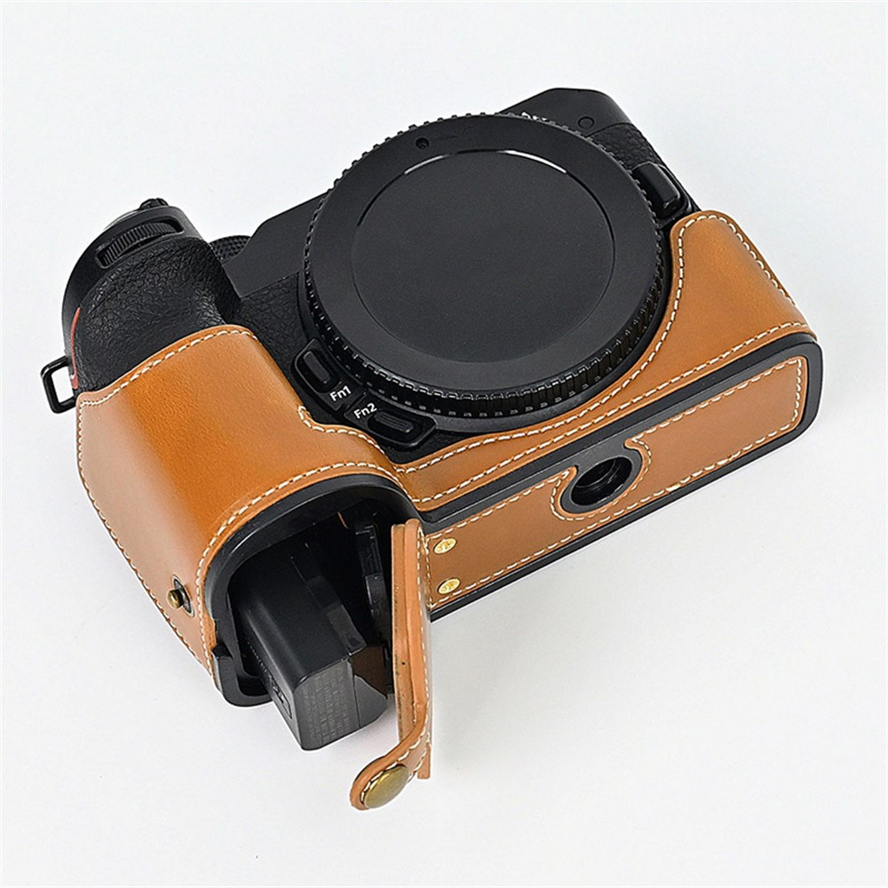 Cuir Qualité PU Moitié Étui De Protection En Bas Pour Nikon Z50 - Marron-2