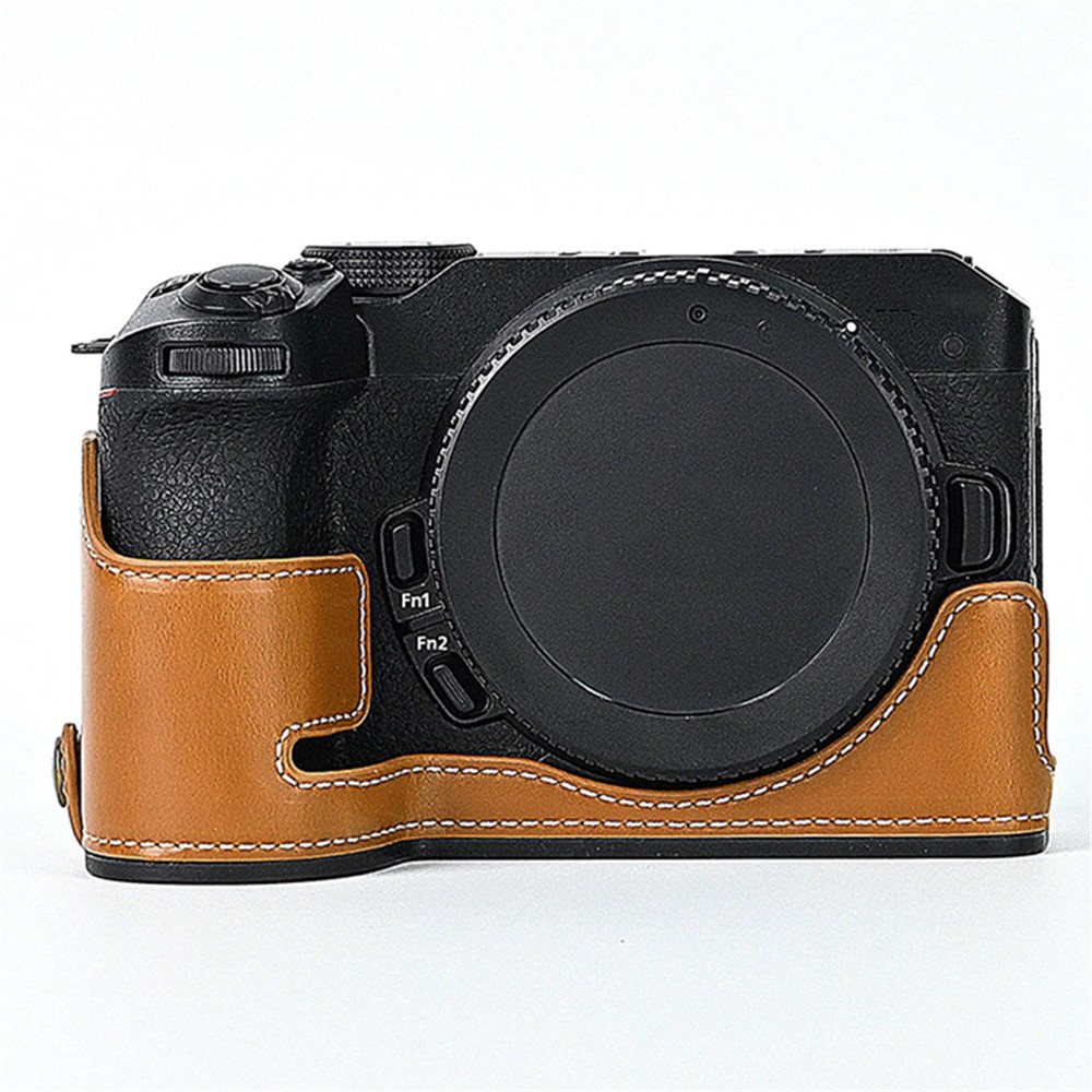 Cuir Qualité PU Moitié Étui De Protection En Bas Pour Nikon Z50 - Marron-3