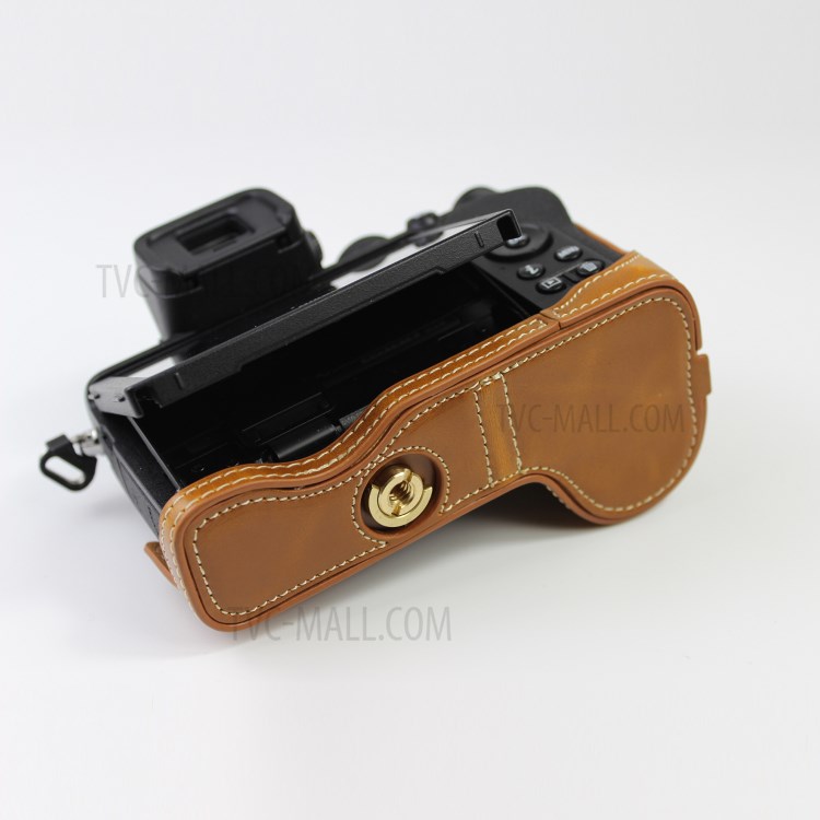 Cuir Qualité PU Moitié Étui De Protection En Bas Pour Nikon Z50 - Marron-8
