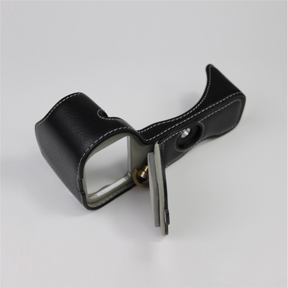Véritable Moitié Cuir Appareil Photo Fond Sac Étui De Protection Pour Pour Nikon Z50 - Noir-13