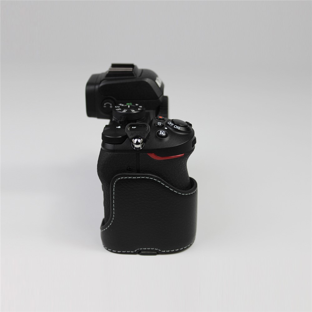 Véritable Moitié Cuir Appareil Photo Fond Sac Étui De Protection Pour Pour Nikon Z50 - Noir-6