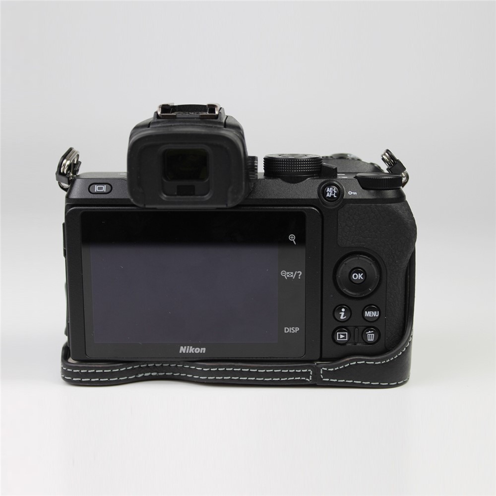 Véritable Moitié Cuir Appareil Photo Fond Sac Étui De Protection Pour Pour Nikon Z50 - Noir-8