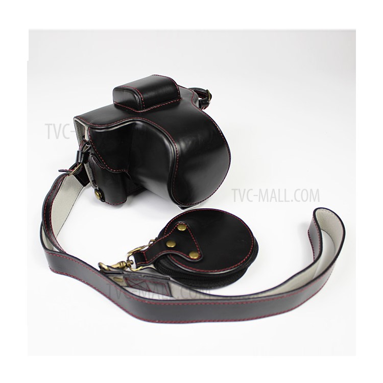 PU Leather Half Camera Case Cover for Fujifilm Fuji X-T200 - Black-1