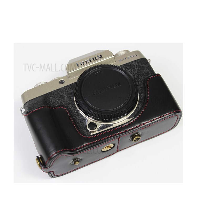 PU Leather Half Camera Case Cover for Fujifilm Fuji X-T200 - Black-10