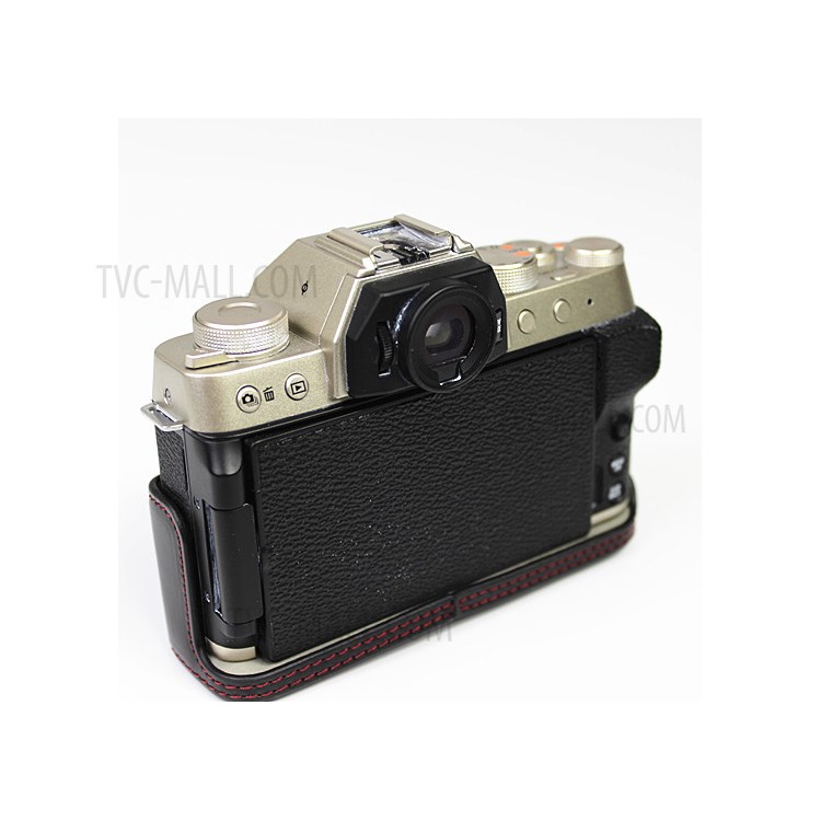 PU Leather Half Camera Case Cover for Fujifilm Fuji X-T200 - Black-12