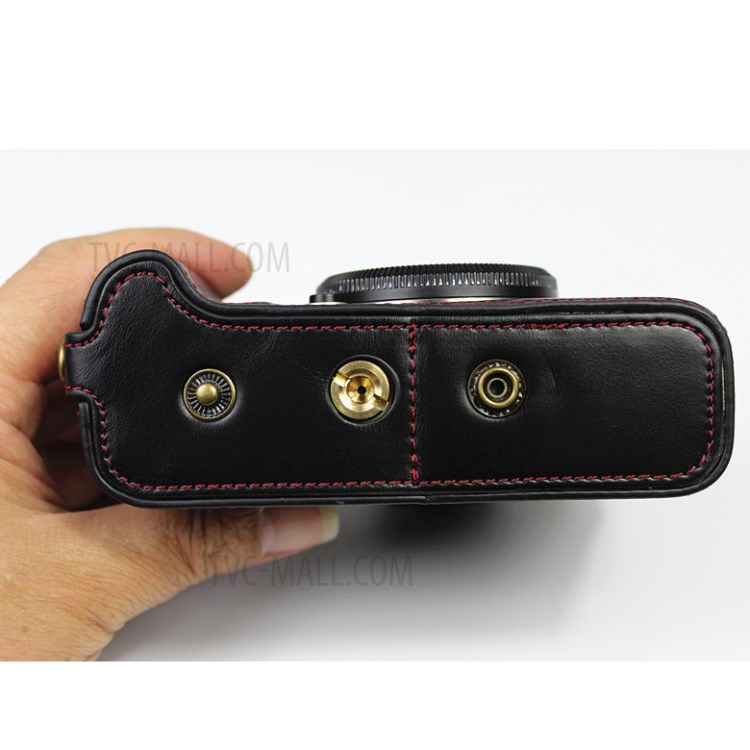 PU Leather Half Camera Case Cover for Fujifilm Fuji X-T200 - Black-13