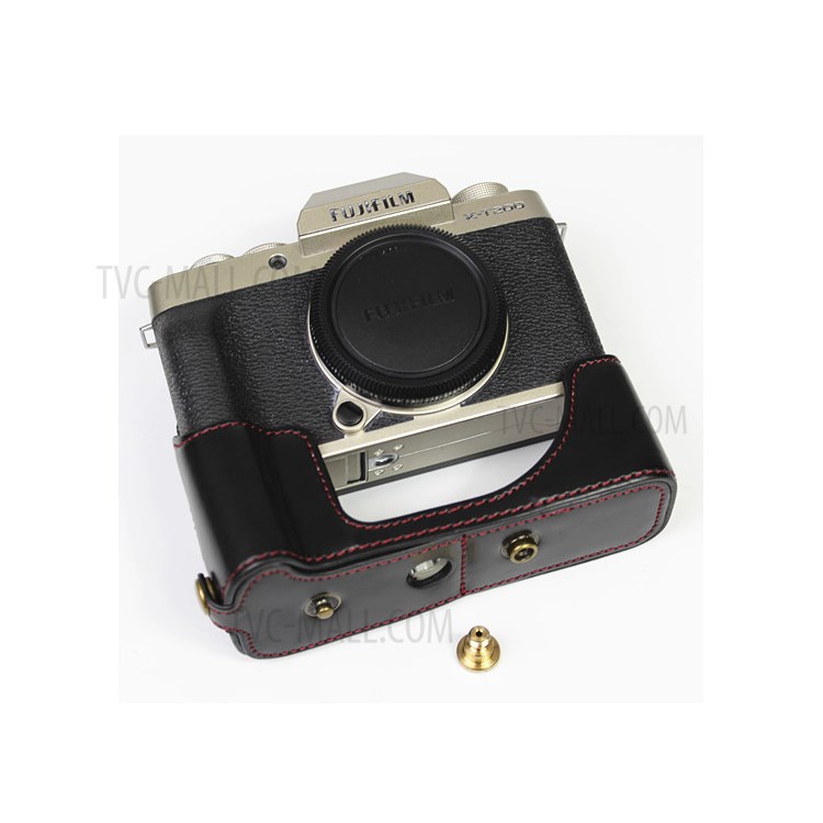 PU Leather Half Camera Case Cover for Fujifilm Fuji X-T200 - Black-15
