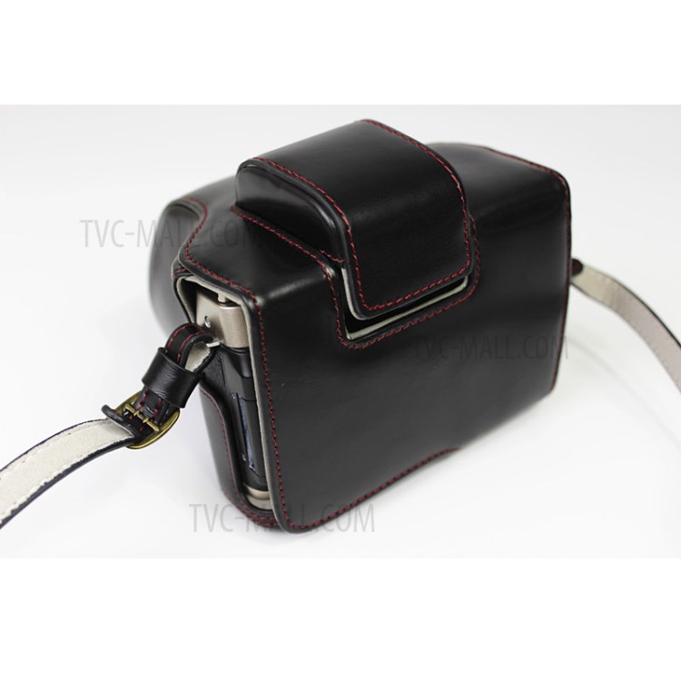 PU Leather Half Camera Case Cover for Fujifilm Fuji X-T200 - Black-3