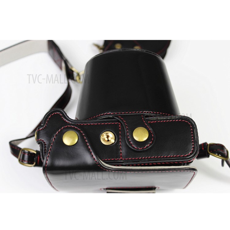 PU Leather Half Camera Case Cover for Fujifilm Fuji X-T200 - Black-4