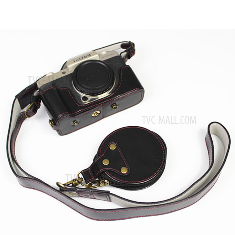 PU Leather Half Camera Case Cover for Fujifilm Fuji X-T200 - Black-7
