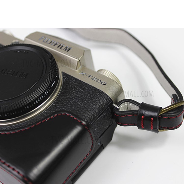 PU Leather Half Camera Case Cover for Fujifilm Fuji X-T200 - Black-8