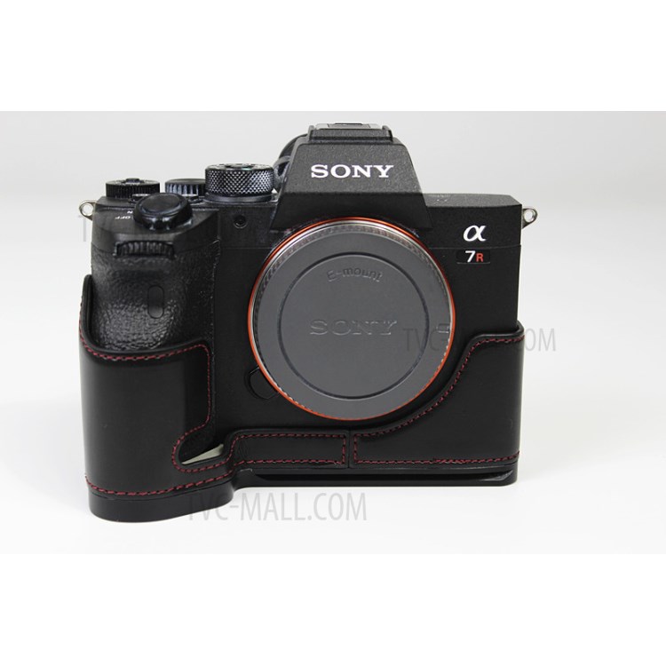 PU Leather Camera Half Case Cover for Sony A7R4 / A9 II - Black-11