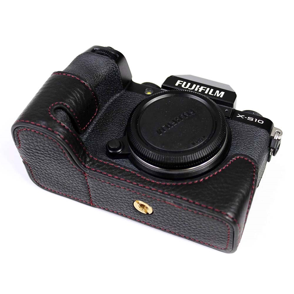 Echtes Leder-Kamera-halber Abdeckungsfall Für Fujifilm Fuji X-S10 - Schwarz-2
