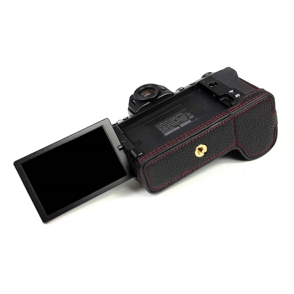 Echtes Leder-Kamera-halber Abdeckungsfall Für Fujifilm Fuji X-S10 - Schwarz-4