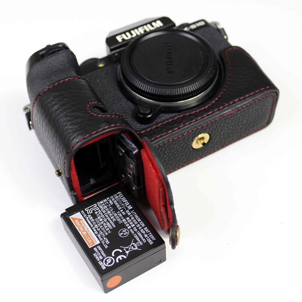 Echtes Leder-Kamera-halber Abdeckungsfall Für Fujifilm Fuji X-S10 - Schwarz-5