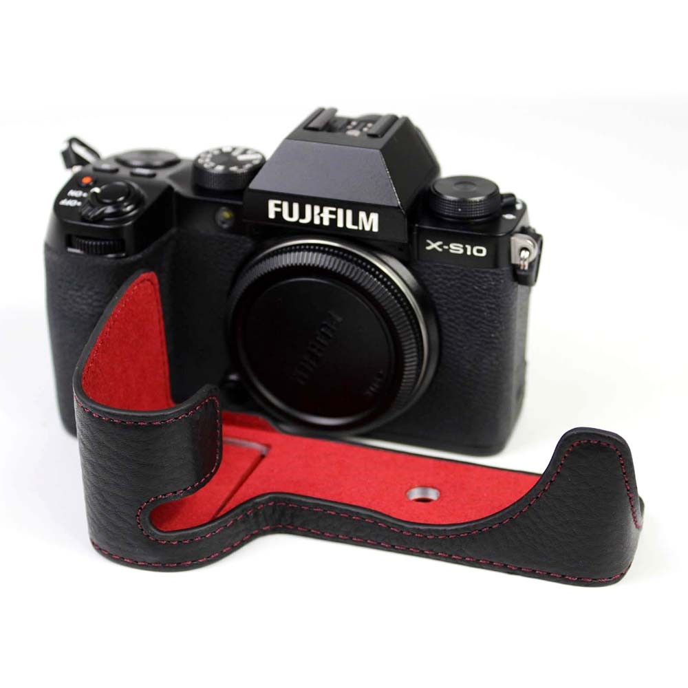 Echtes Leder-Kamera-halber Abdeckungsfall Für Fujifilm Fuji X-S10 - Schwarz-6