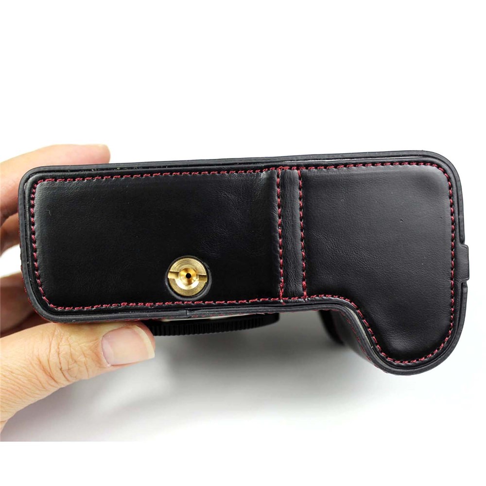 PU Leather Camera Half Case Bottom Cover with Battery Opening for Panasonic Lumix S5 - Black-3