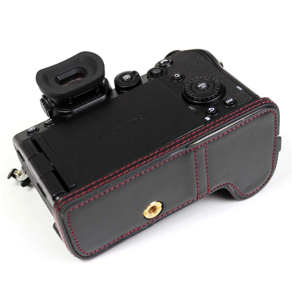 PU Leather Camera Half Case Bottom Cover with Battery Opening for Panasonic Lumix S5 - Black-5
