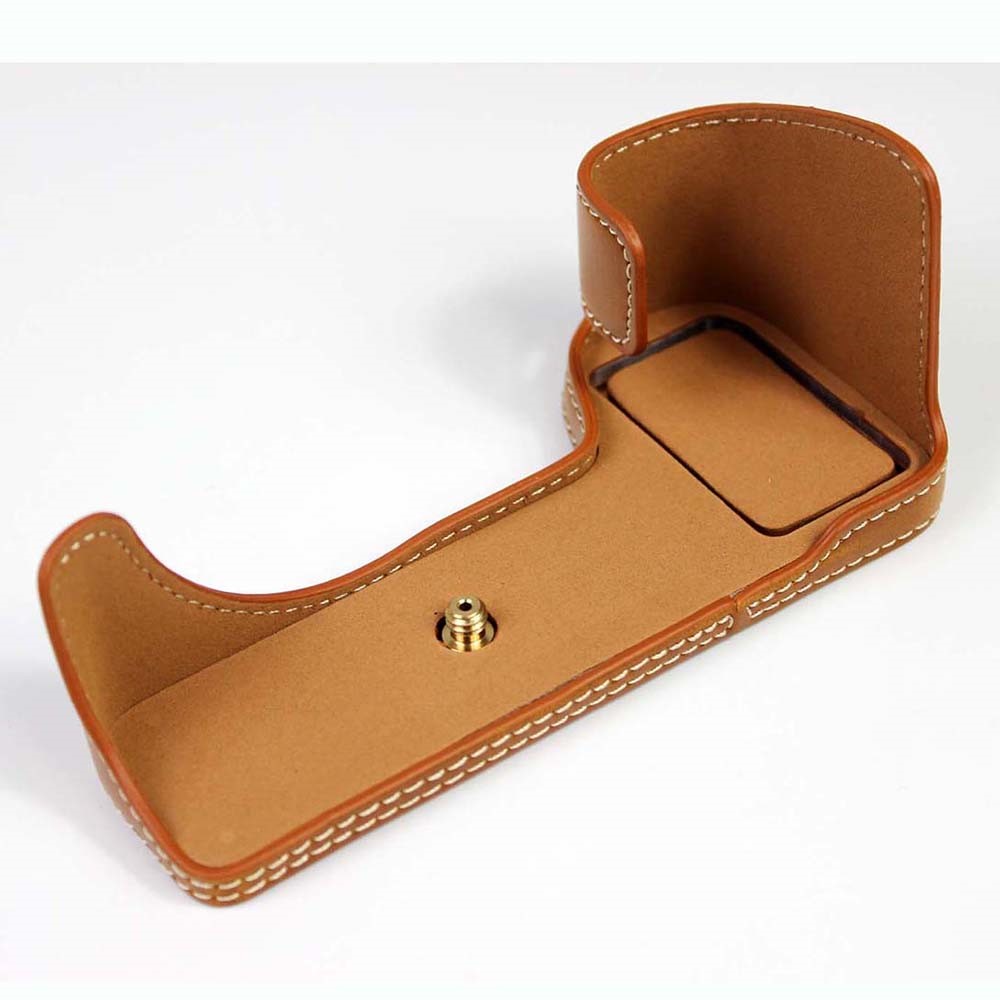 PU Leather Camera Half Case Bottom Cover with Battery Opening for Fujifilm X-S10 - Brown-4