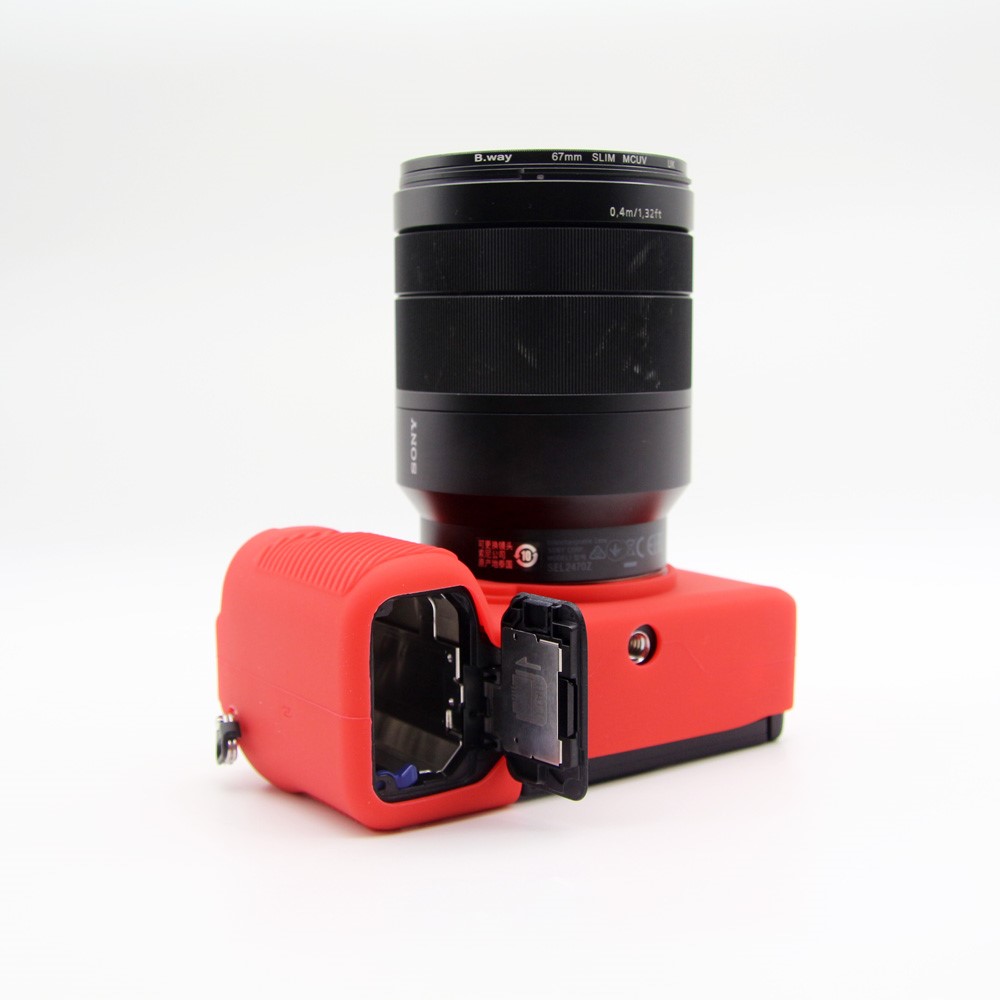 Soft Silicone Protective Skin Shell Case Cover for Sony A7C Camera - Red-7