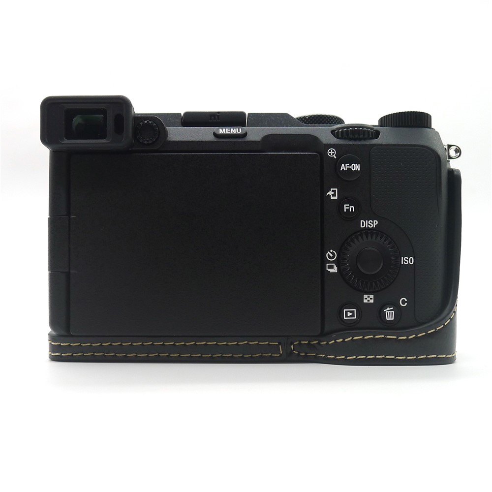 Camera Half Case PU Leather Bottom Protective Cover with Battery Opening for Sony A7C - Black-3